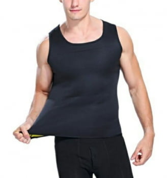 Cinta camiseta Modeladora Queima gordura Masculina efeito sauna com reforço postural